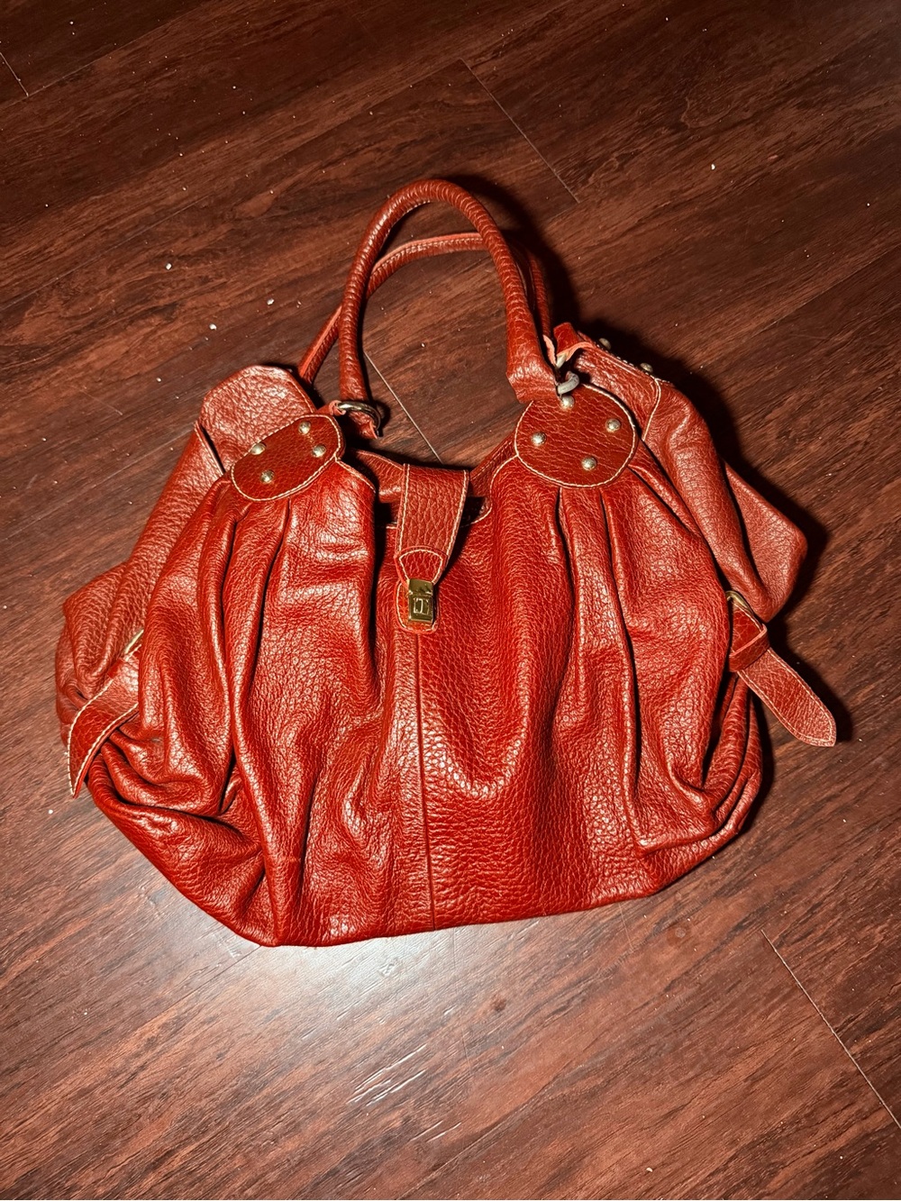 Red Leather Tote Handbag